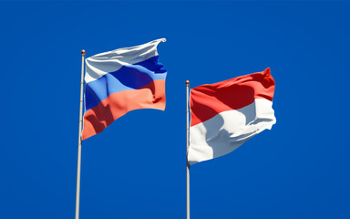 Beautiful national state flags of Russia and Indonesia.