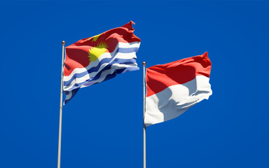 Beautiful national state flags of Kiribati and Indonesia.