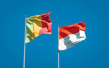 Beautiful national state flags of Mali and Indonesia.