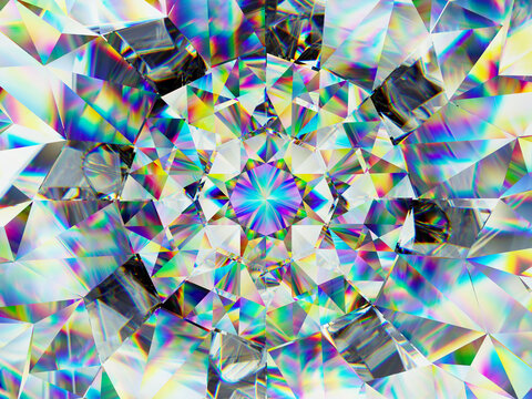 Gemstone or diamond texture closeup and kaleidoscope