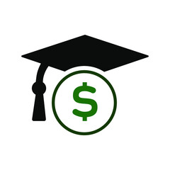 paid tuition, graduate, hat, vector illustration
