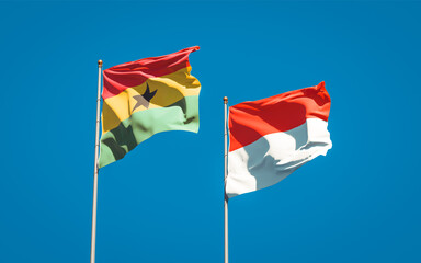 Beautiful national state flags of Ghana and Indonesia.