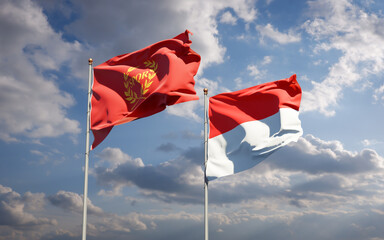 Beautiful national state flags of Nova Roma and Indonesia.