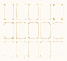 Golden rectangle ornate frames for branding and card design. Vector isolated illustration. - 391742045