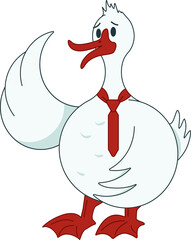 Isolated funny goose in cartoon style. Vector illustration without background. Stickers