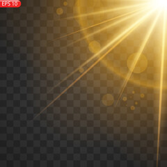 Vector transparent sunlight special lens flash light effect front sun lens flash