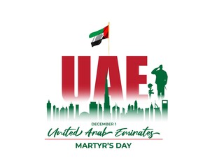 United Arab Emirate's Martyr's Day, vector illustration, 1 December, with flag on patriotic background 