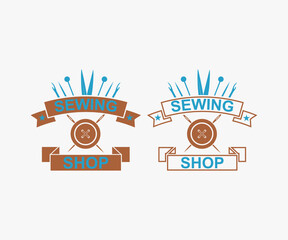 vintage sewing typography  Design. Sewing shop. Vector illustration Concept for shirt, print, stamp label or tee. Vintage typography design with sewing tools. Retro design for sewing shop business.
