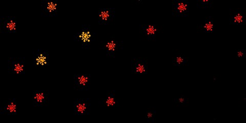 Dark orange vector backdrop with virus symbols.