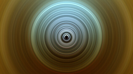 Abstract round golden background. Circles from the center point. Image of diverging circles. Rotation that creates circles.