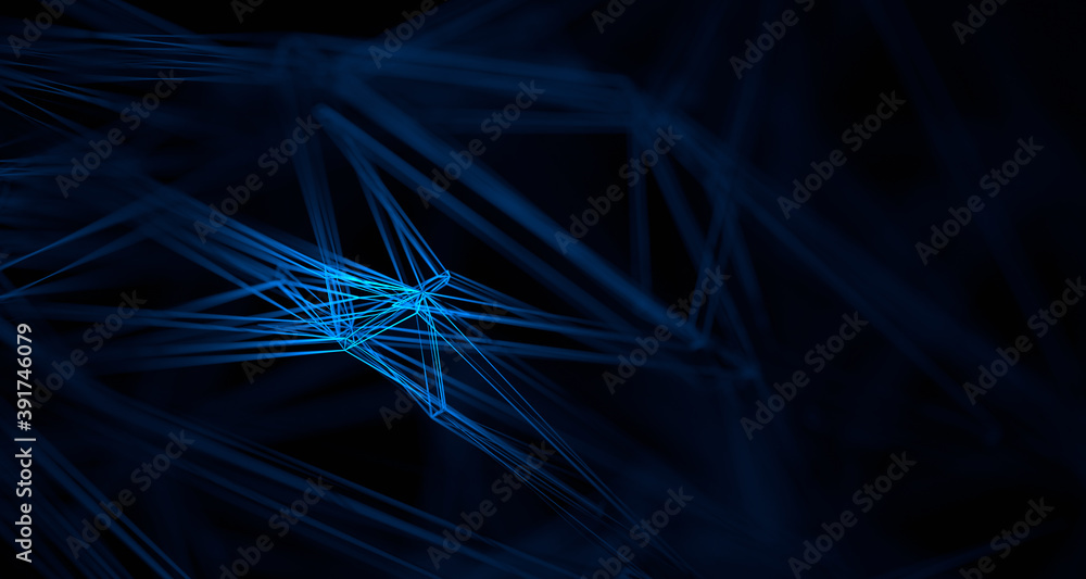 Poster abstract 3d render, background design with connected lines, network concept