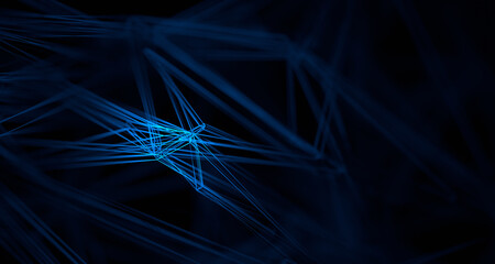 Abstract 3d render, background design with connected lines, network concept