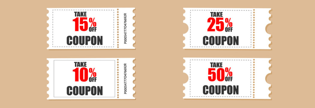 Coupon cards for DIY gift certificates or vouchers.Discount coupon ,ticet card of promotion sale for website,social media. Set of icon vector Illustration EPS10