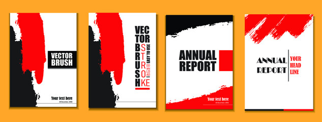 Set of flyer or poster or banner or template with grunge brush background. Black and red paint background. Can be used for any design like template, banner, poster, flyer, social media post, etc.