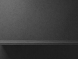 3D empty concrete shelf and wall background.