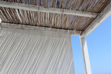 straw roof terrace with shadow in summer