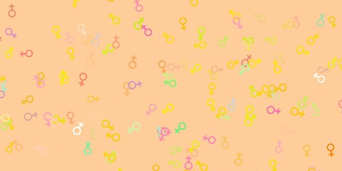 Light Green, Red vector backdrop with woman's power symbols.