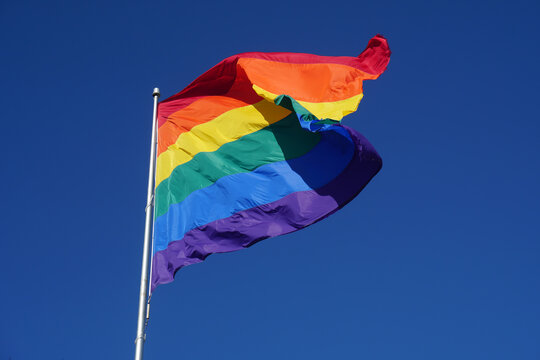 LGBT pride flag or Rainbow pride flag image from Castro District, San Francisco Californian in the United States
