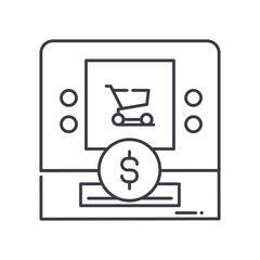 Atm payment icon, linear isolated illustration, thin line vector, web design sign, outline concept symbol with editable stroke on white background.