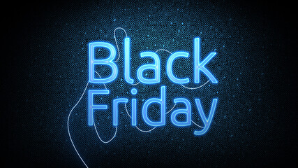 Black Friday sale. Black Friday neon sign on brick wall background, 3d illustration