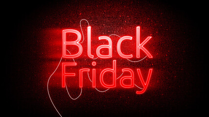 Black Friday sale. Black Friday neon sign on brick wall background, 3d illustration