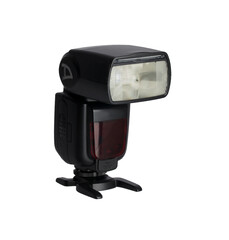 speedlight on stand on white isolated background