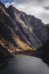 Aerial view over the Sanddrift dam in the Hex River valley in the Western Cape of South Africa