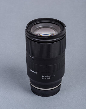 Gothenburg, Sweden - june 2019: mron 28-75mm f/2.8 Di III RXD zoom lens for Sony FE mount..