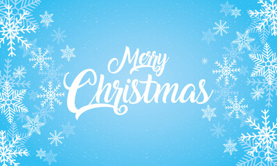 Naklejka na ściany i meble happy merry christmas card with lettering and snowflakes