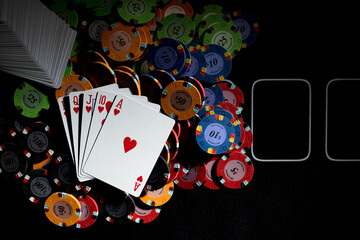 Poker cards at the casino