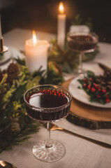 Christmas cocktail on the Christmas eve table