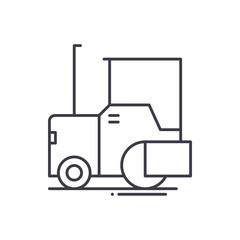 Asphalt paver icon, linear isolated illustration, thin line vector, web design sign, outline concept symbol with editable stroke on white background.