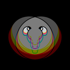 Cute cartoon elephant with short trunk