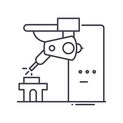 Assembly line icon, linear isolated illustration, thin line vector, web design sign, outline concept symbol with editable stroke on white background.