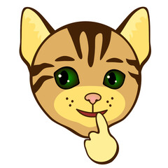 emoji with indecisive cat character that is unsure what to think about current situation with a bit puzzled and confused face touching his lips with index finger while trying to decide what to do