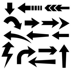 Info Graphic Arrows big black set icons. Arrow icon. Arrow vector collection. Arrow. Cursor. Modern simple arrows. Vector illustration.