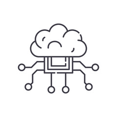 Artificial intelligence icon, linear isolated illustration, thin line vector, web design sign, outline concept symbol with editable stroke on white background.