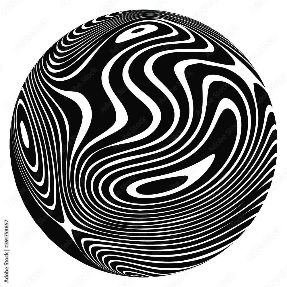 Poster abstract rippled or black lines pattern with wavy vibrant facture on white background and texture. r