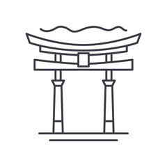 Asian castle gate icon, linear isolated illustration, thin line vector, web design sign, outline concept symbol with editable stroke on white background.