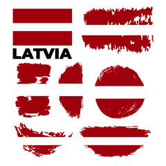 Grunge Latvia flags set. Vector stock illustration