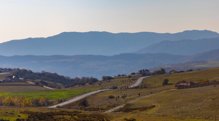 Layers of mountains during the day. Mountains of Azerbaijan