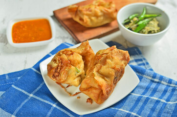 Martabak, stuffed pancake or pan fried bread Indonesian dish