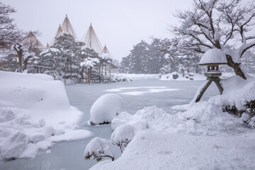 石川県 兼六園 雪景色