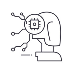 Artificial intelligence concept icon, linear isolated illustration, thin line vector, web design sign, outline concept symbol with editable stroke on white background.
