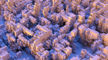 3D illustration of futuristic structure looks like beautiful modern city