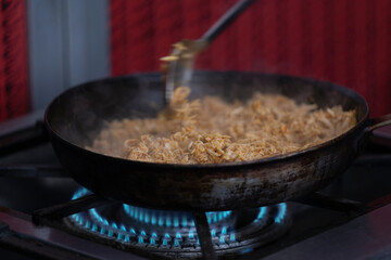 Cooking chicken in the kitchen