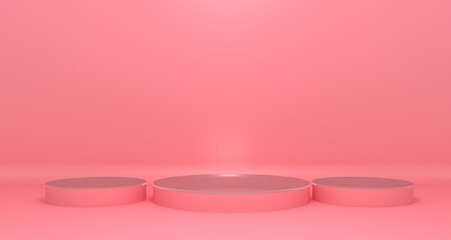 3d illustration of Pink pedestal for fashion and cosmetic produt display