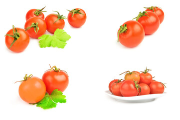 Group of tomatoes cherry isolated on a white cutout