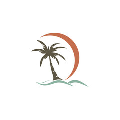 Palm tree summer logo template