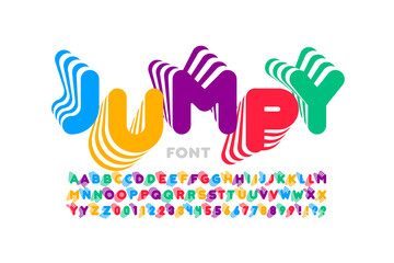 Fototapeta na wymiar Jumping style font design, alphabet letters and numbers vector illustration